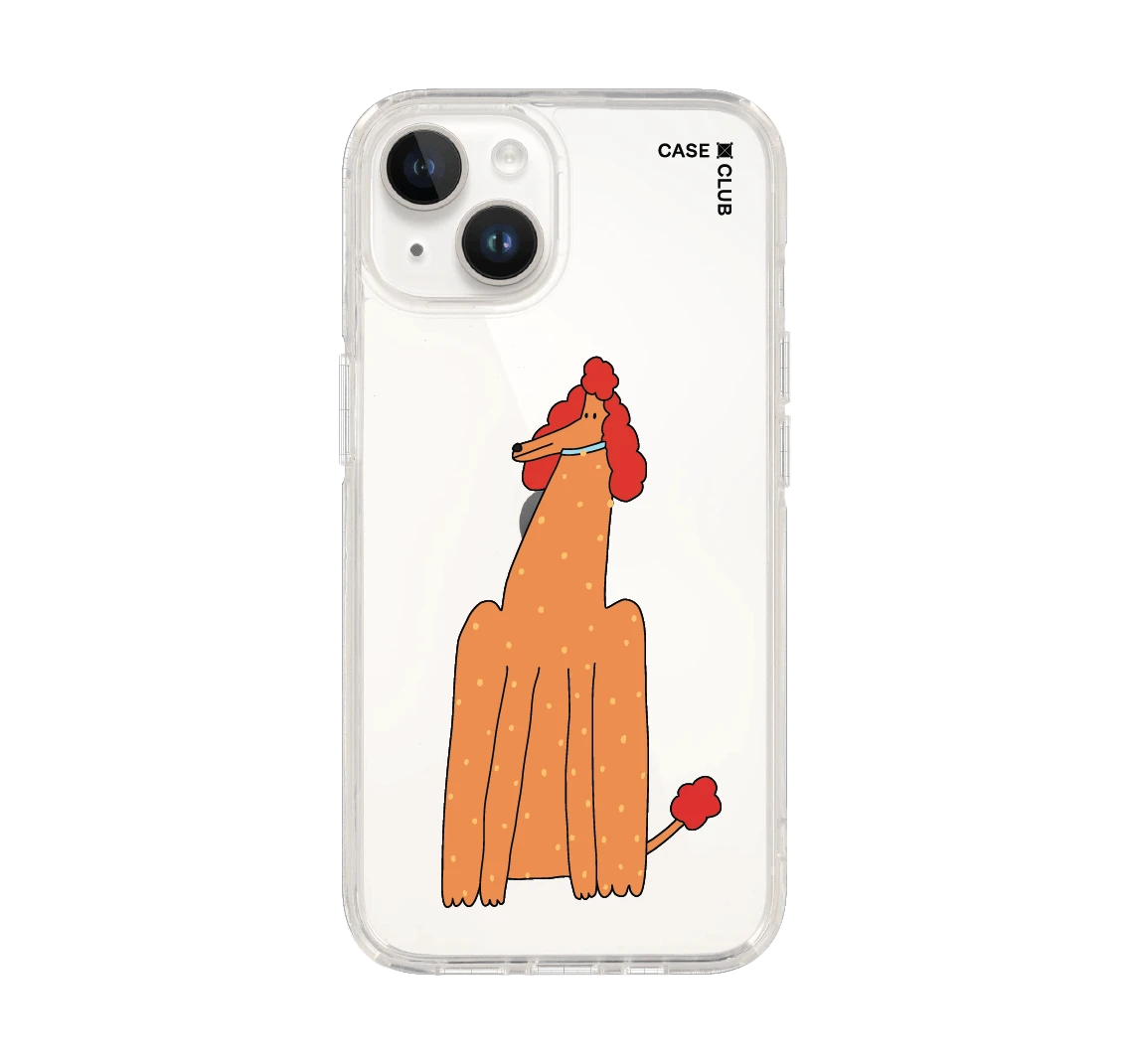 iphone 14 clear case brown poodle